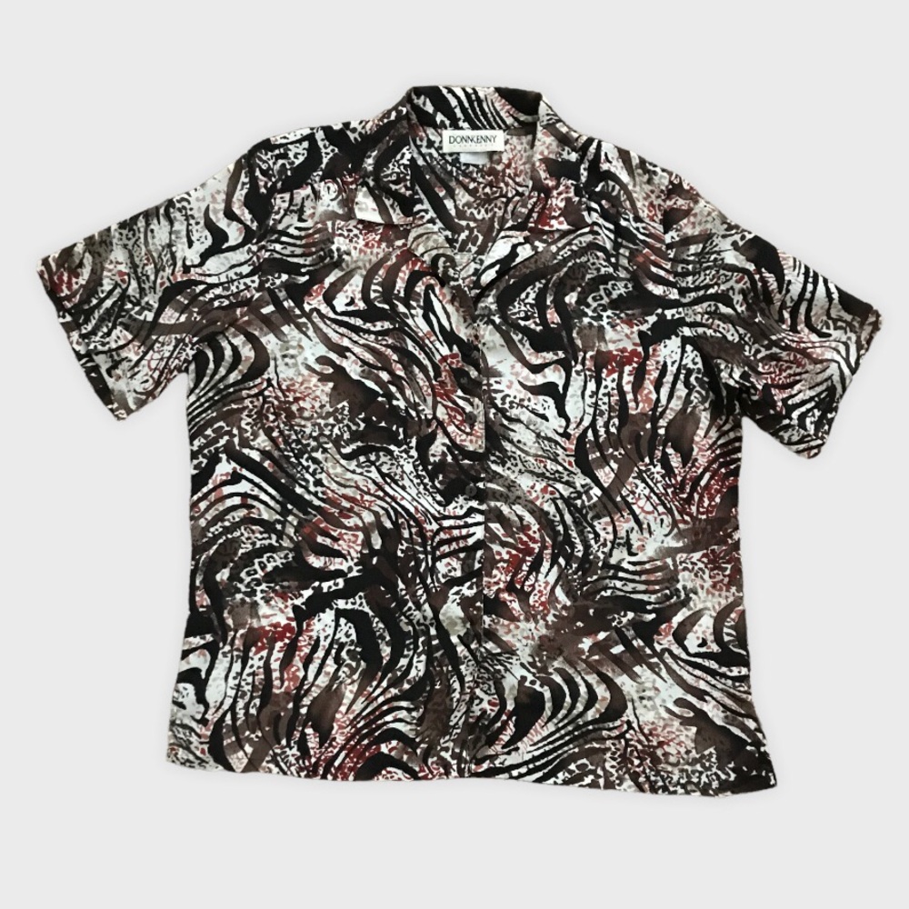 Vintage Abstract Zebra Print Button Down Shirt - image 2